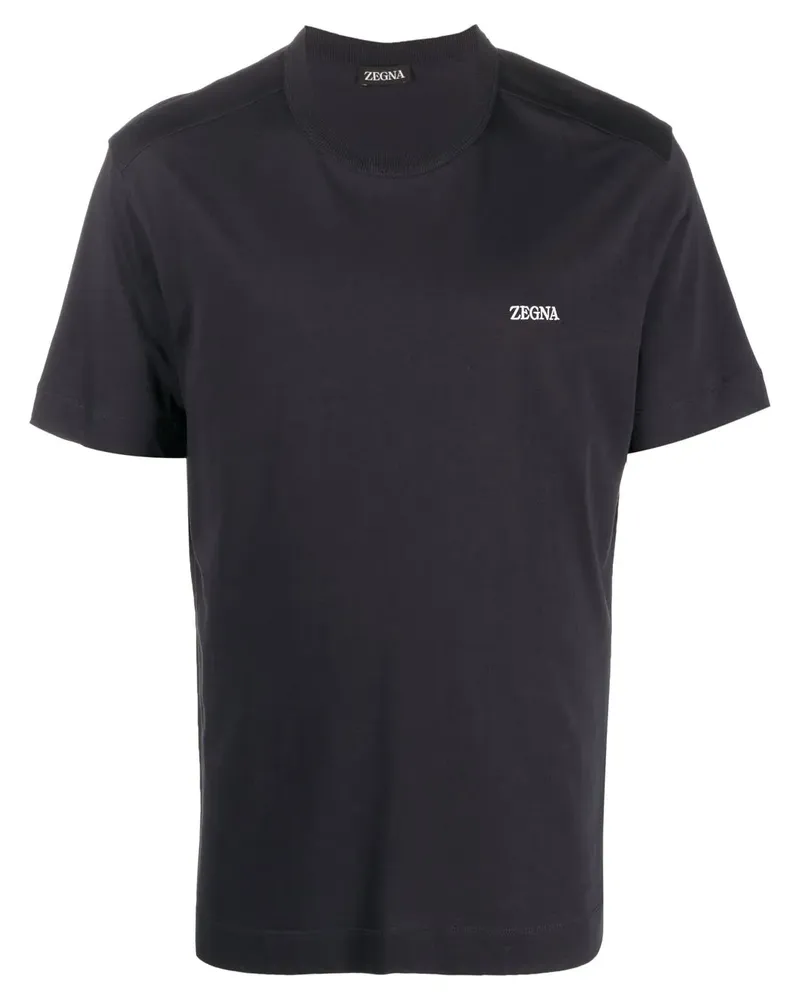 Ermenegildo Zegna T-Shirt mit Logo-Stickerei - Schwarz Schwarz