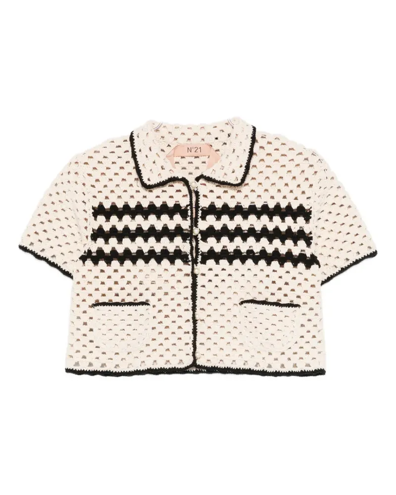 N° 21 crochet striped shirt - Nude Nude