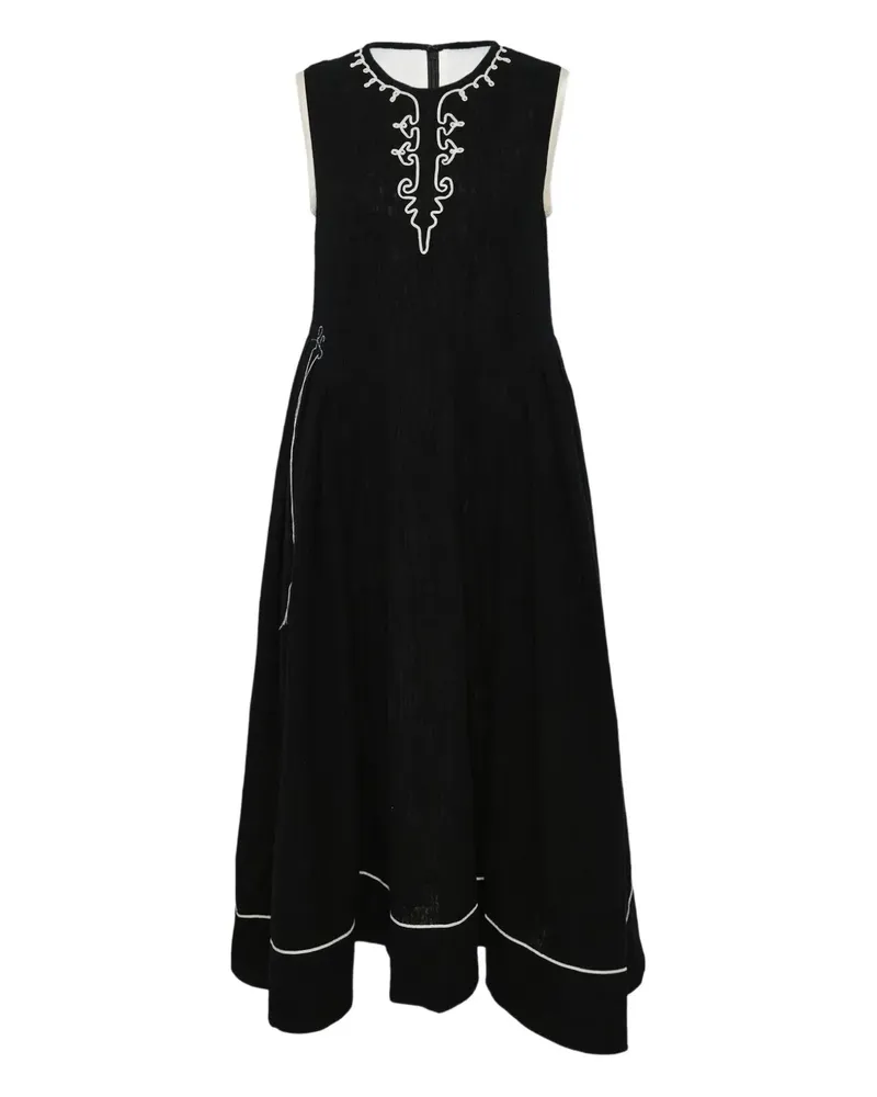Renli Su embroidered midi dress - Schwarz Schwarz