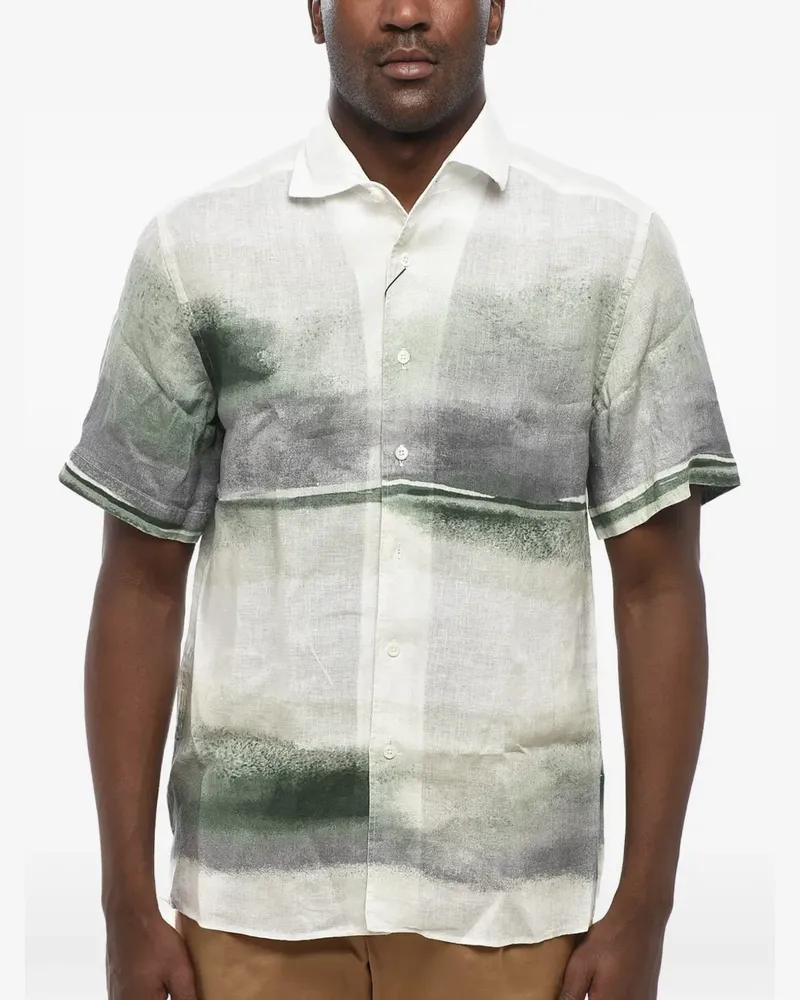 Corneliani ombre-effect short-sleeve shirt - Weiß Weiß