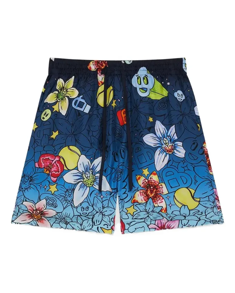 Casablanca Paris Collage D'Icones Graphiques Seidenshorts mit Print - Blau Blau