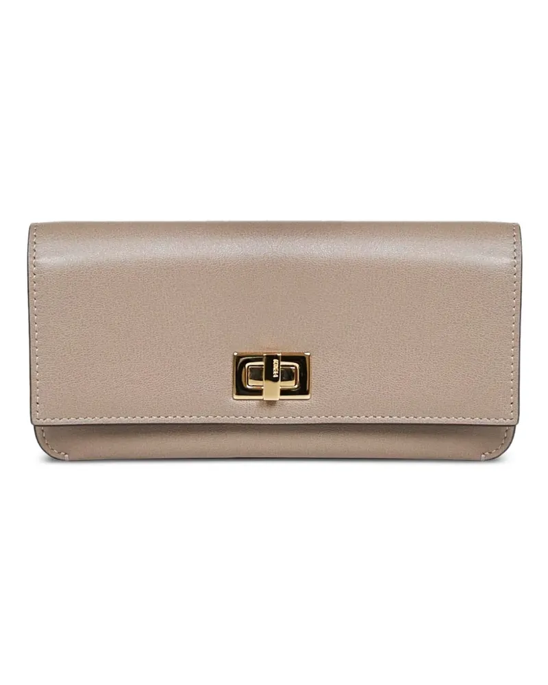 Fendi twist-lock leather wallet - Nude Nude