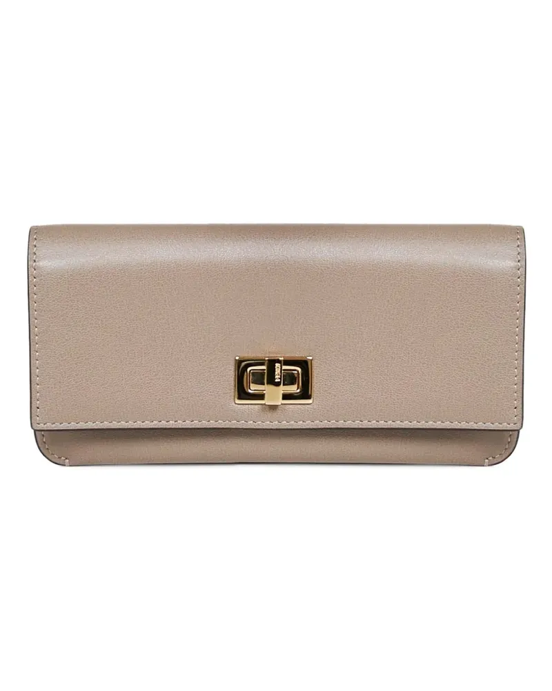Fendi twist-lock leather wallet - Nude Nude