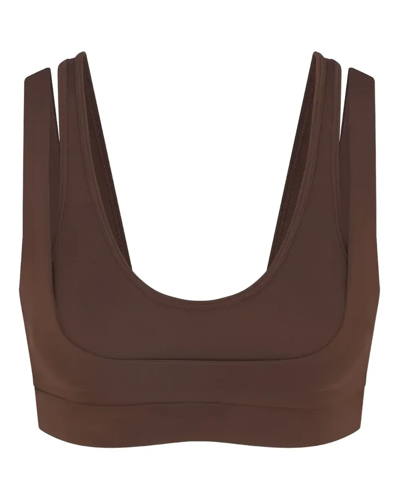 SKIMS x Nike Matte Sport-BH mit Doppelriemen - Braun Braun