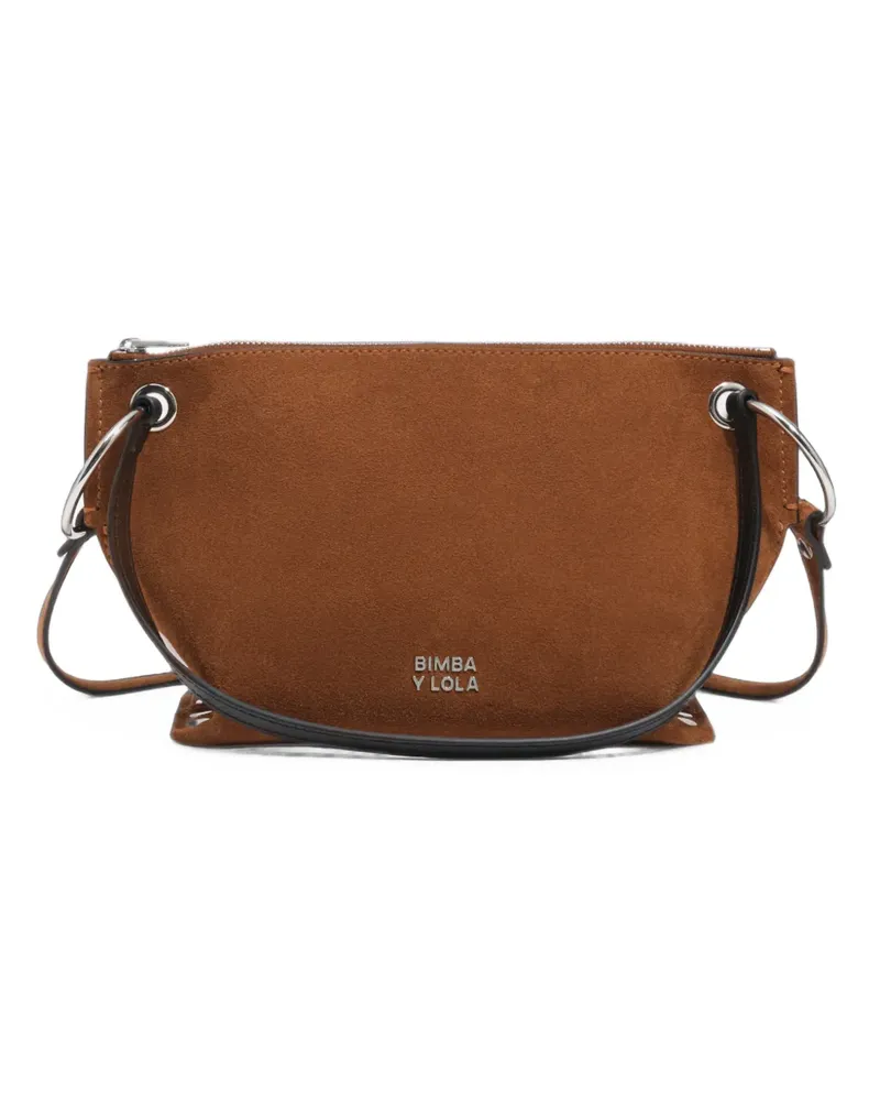 BIMBA Y LOLA Mittelgroße Trapecio Tasche aus Tabakwildleder - Braun Braun
