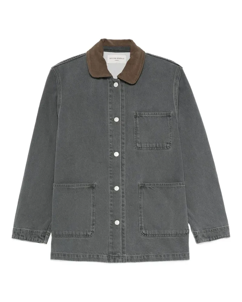Officine Generale corduroy-collar denim jacket - Grau Grau