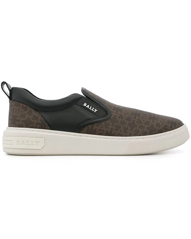 Bally Slip-On-Sneakers mit Monogramm Braun