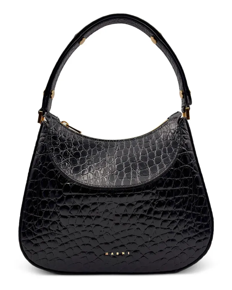 Marni small Milano crocodile-effect tote bag - Schwarz Schwarz