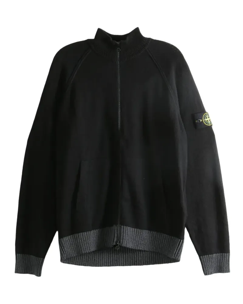Stone Island logo-patch zip-up sweater - Schwarz Schwarz