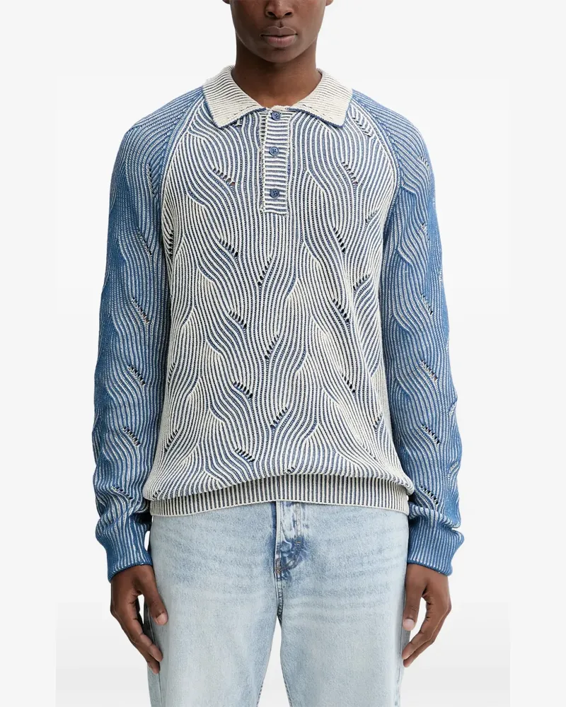 Desigual patterned knitted polo shirt - Blau Blau