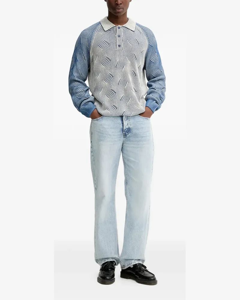 Desigual patterned knitted polo shirt - Blau Blau