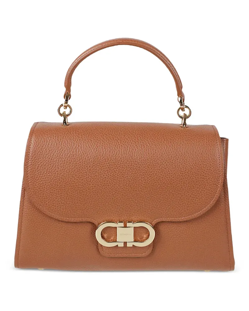 Ferragamo Handtasche mit Gancini-Henkel (S) - Braun Braun