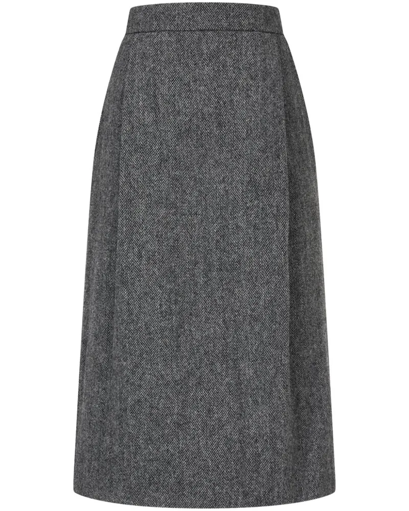 STUDIO TOMBOY Wollrock mit Fischgrätenmuster - Schwarz Schwarz