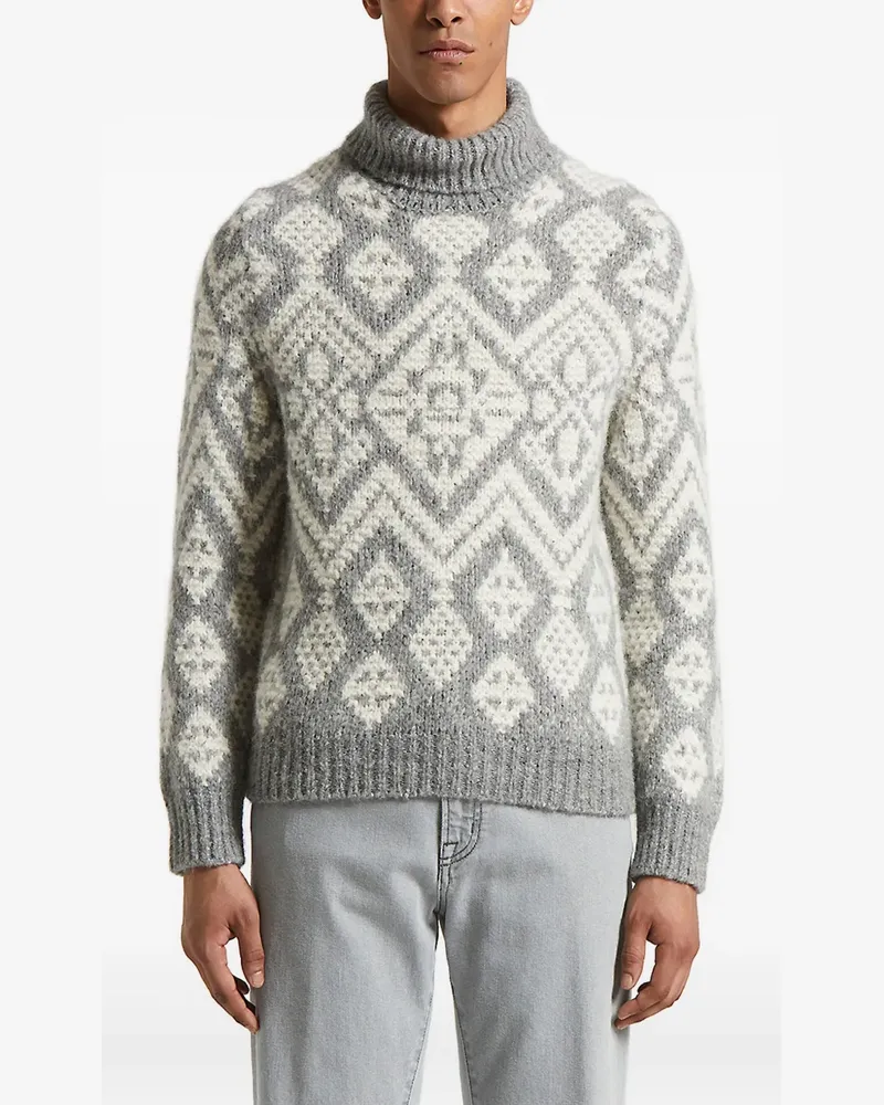 Peserico Rollkragenpullover mit Fairisle-Muster - Grau Grau