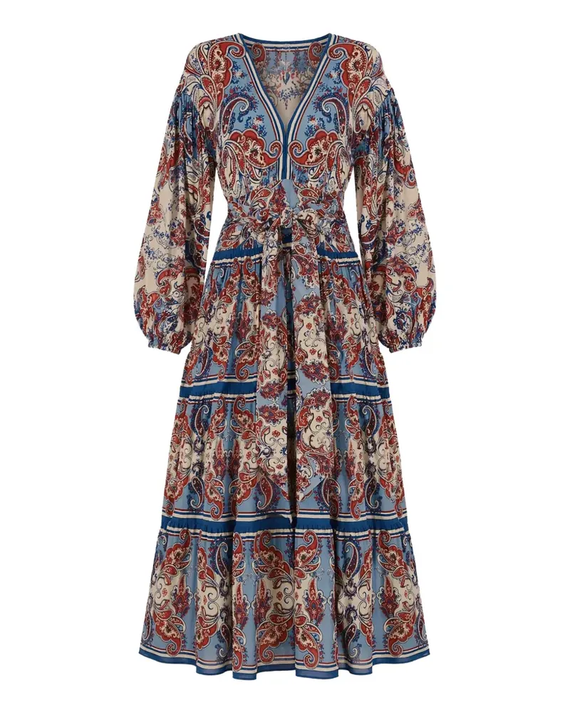 FARM Rio paisley-print tiered maxi dress - Blau Blau
