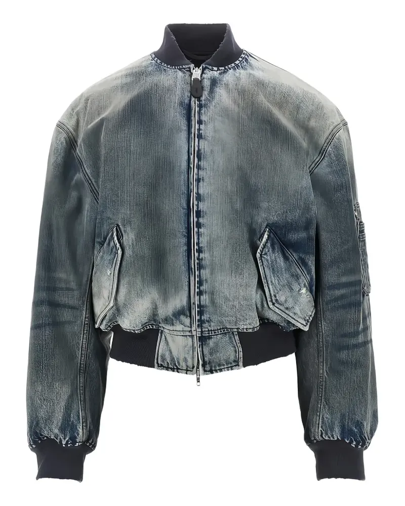 Balenciaga faded-effect denim bomber jacket - Blau Blau