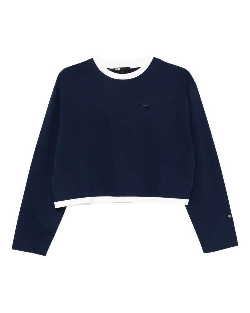 Maje long-sleeve logo-embroidered top - Blau Blau