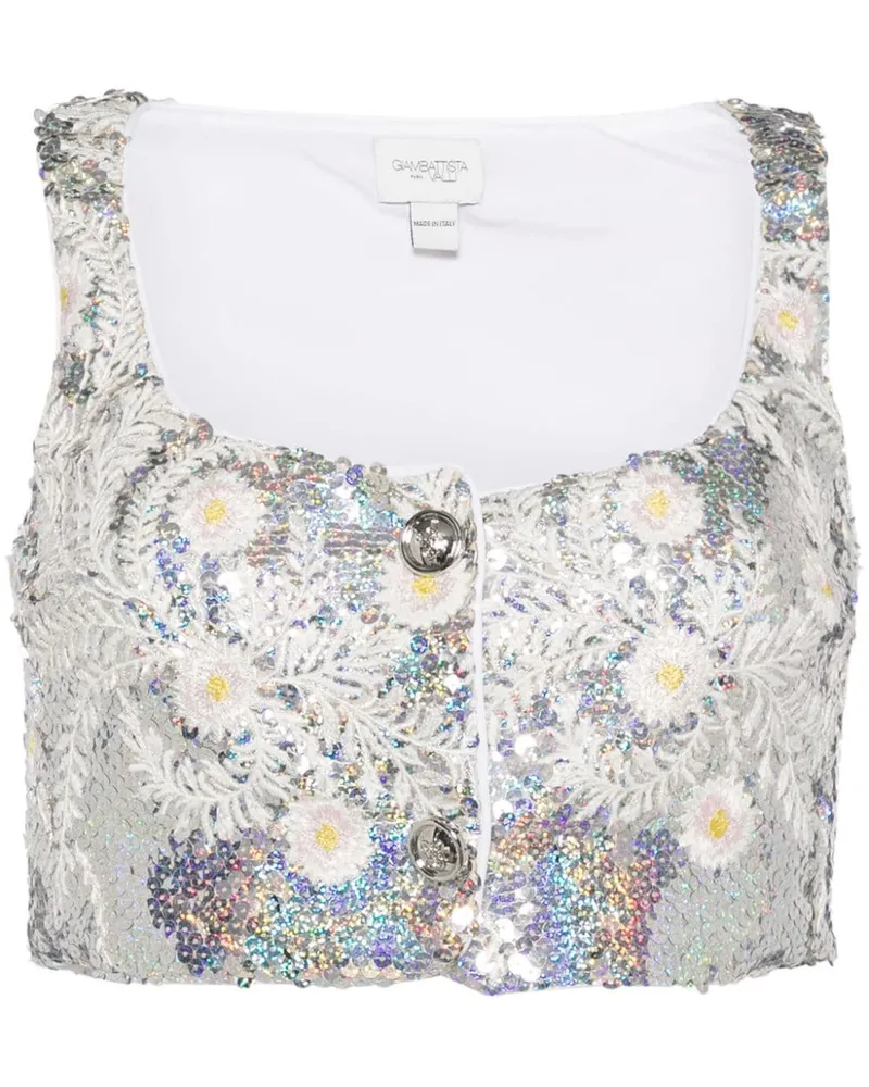 Giambattista Valli Cropped-Top mit Pailletten Silber