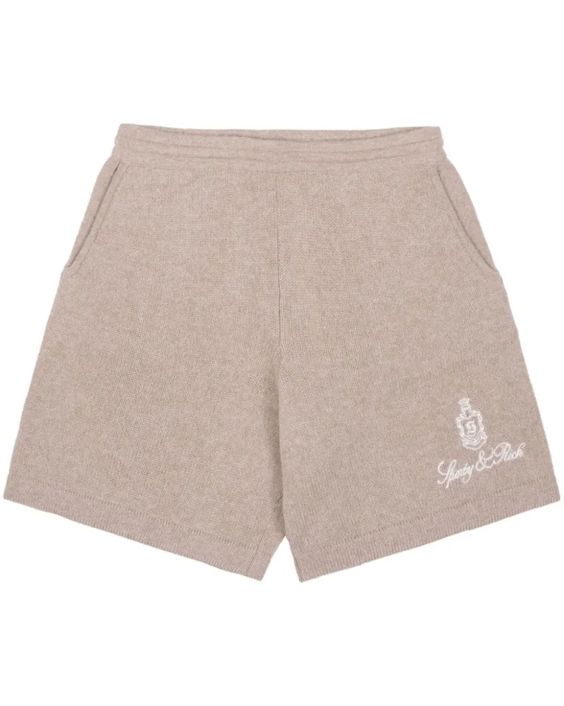 SPORTY & RICH Kaschmir-Shorts mit Logo-Stickerei - Nude Nude