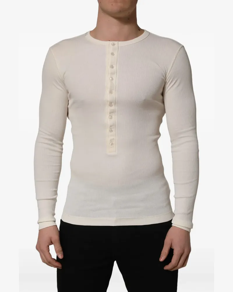 Dolce & Gabbana ribbed-knit Henley sweater - Weiß Weiß