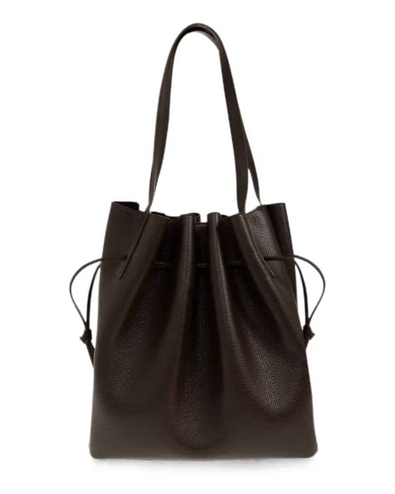 YUZEFI Scallop pebble-grain leather tote bag - Braun Braun