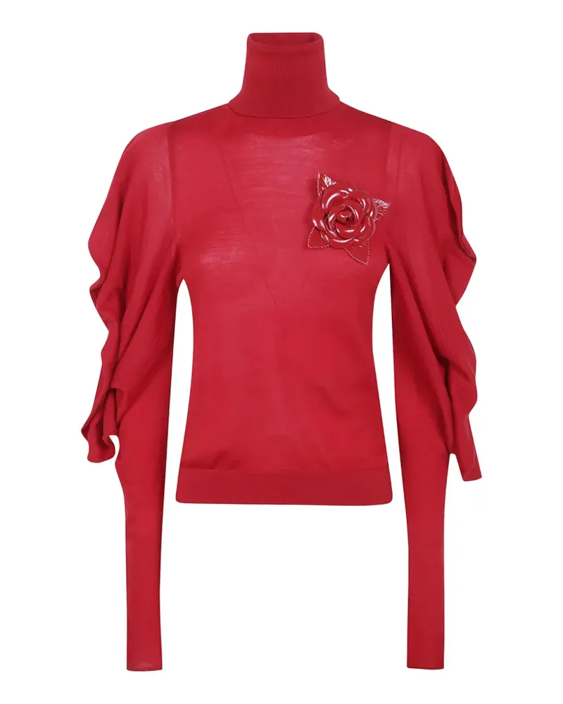 Blumarine Drapierter Pullover mit Stehkragen - Rot Rot