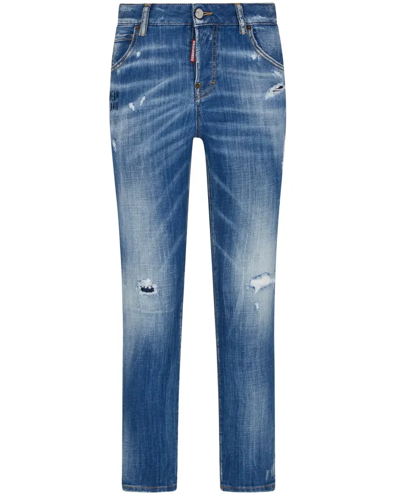 Dsquared2 Gerade Jeans in Distressed-Optik - Blau Blau