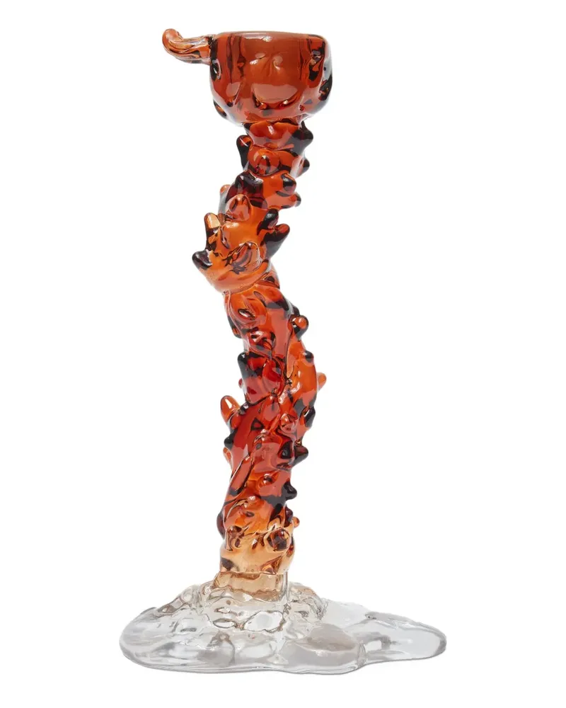 POLSPOTTEN Kerzenhalter aus Glas mit Spiralform - Orange Orange