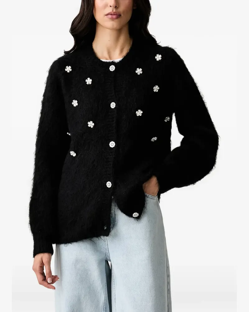 Silvian Heach crystal-embellished fluffy cardigan - Schwarz Schwarz