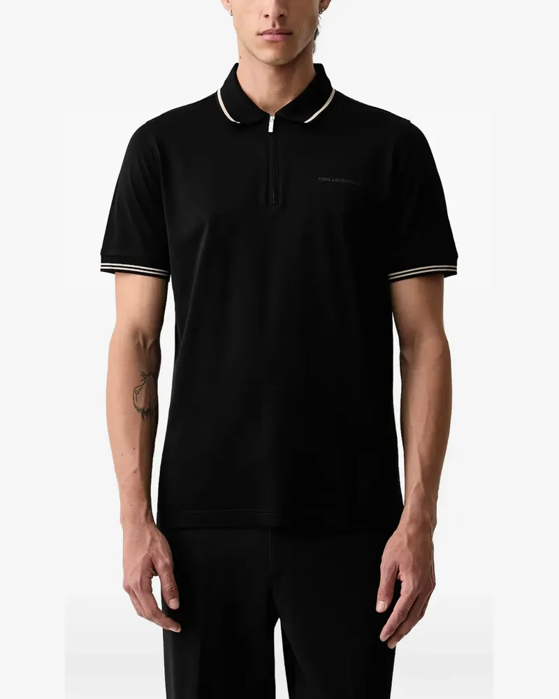 Karl Lagerfeld Poloshirt mit Reißverschluss - Schwarz Schwarz