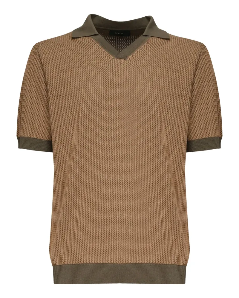 Zanone Poloshirt mit Waffelstrick-Muster - Nude Nude