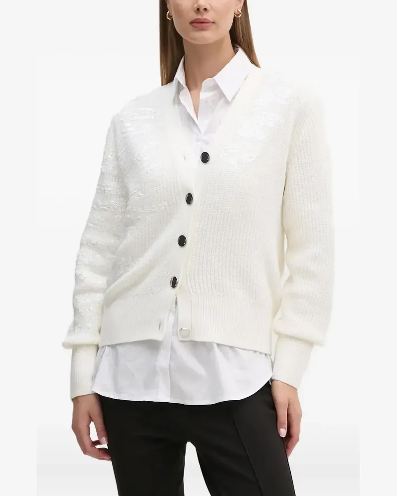 DKNY Cardigan mit Pailletten - Weiß Weiß