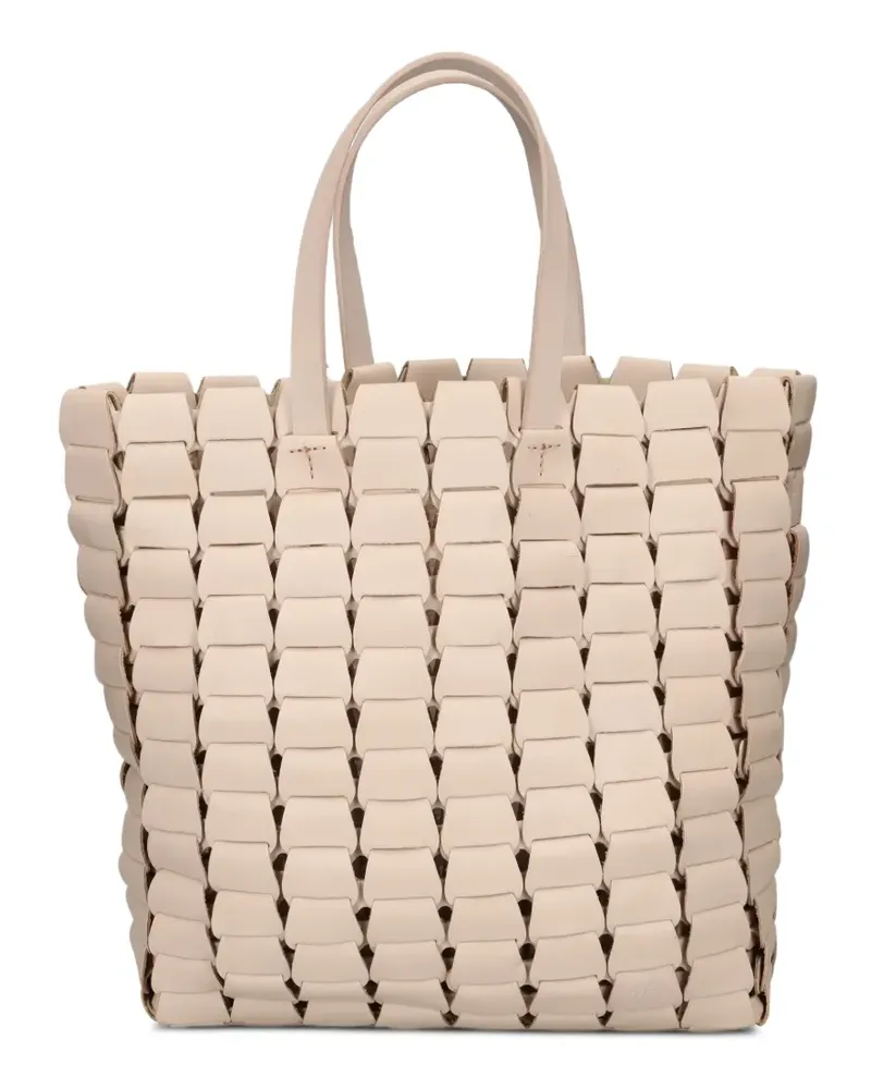 Dragon Diffusion Link woven leather tote bag - Nude Nude