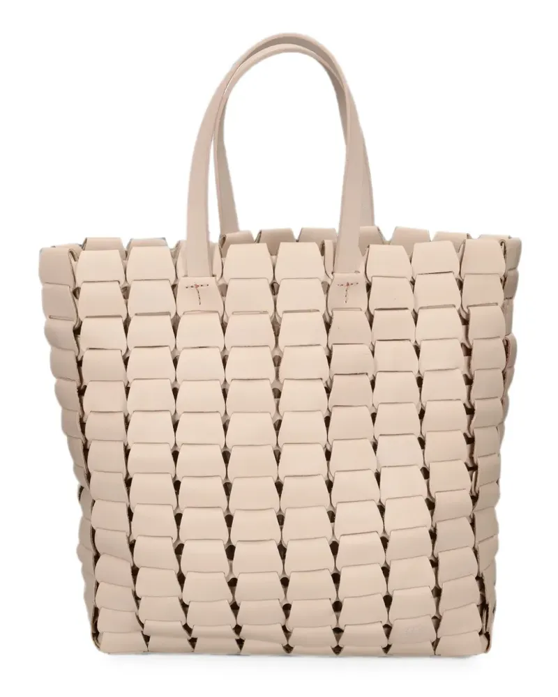 Dragon Diffusion Link woven leather tote bag - Nude Nude