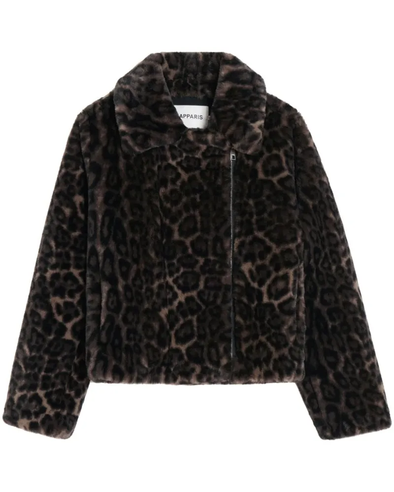 APPARIS Jacke aus Faux Fur mit Leoparden-Print - Braun Braun