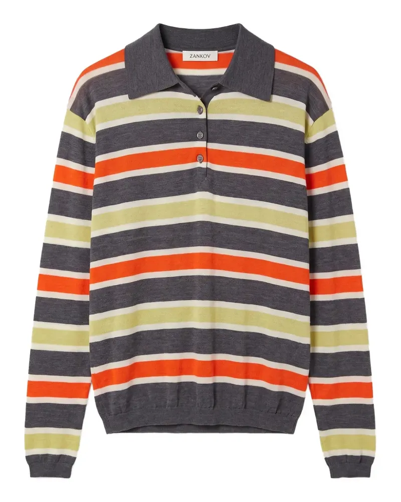 Zankov Ryan striped merino polo - Grau Grau