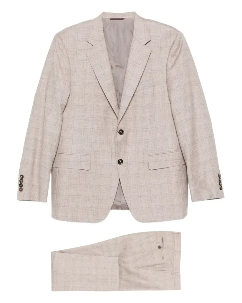 Canali Karierter Anzug - Nude Nude