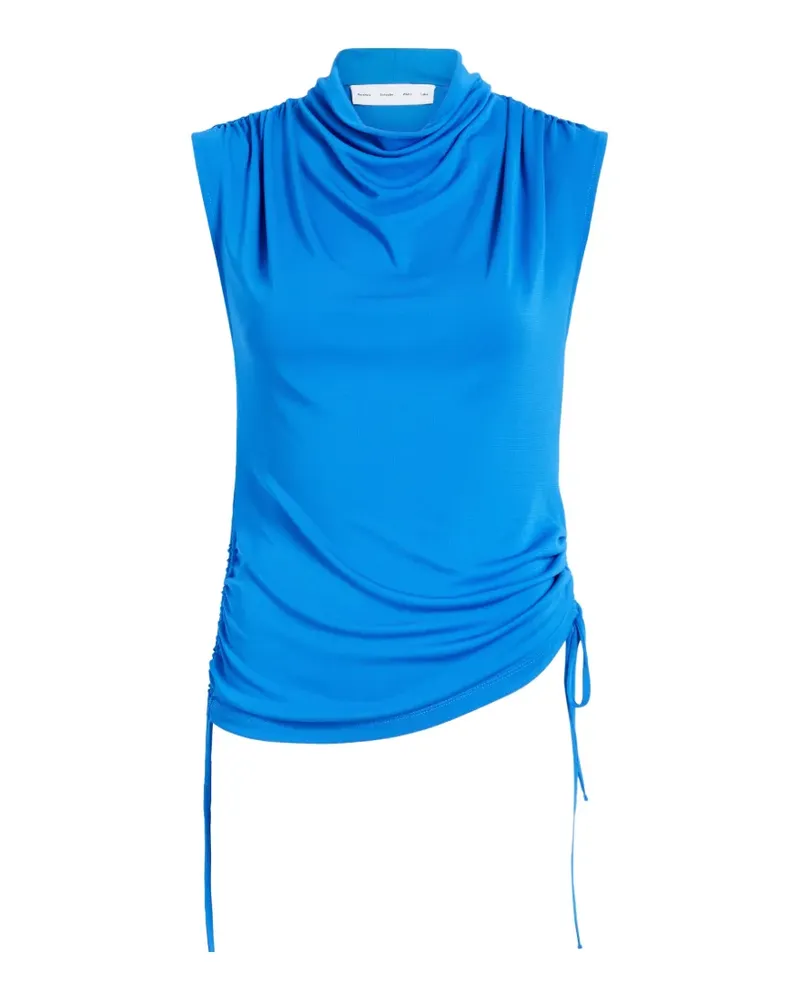 Proenza Schouler Elna Kordelzug-Oberteil mit Wasserfallkragen - Blau Blau