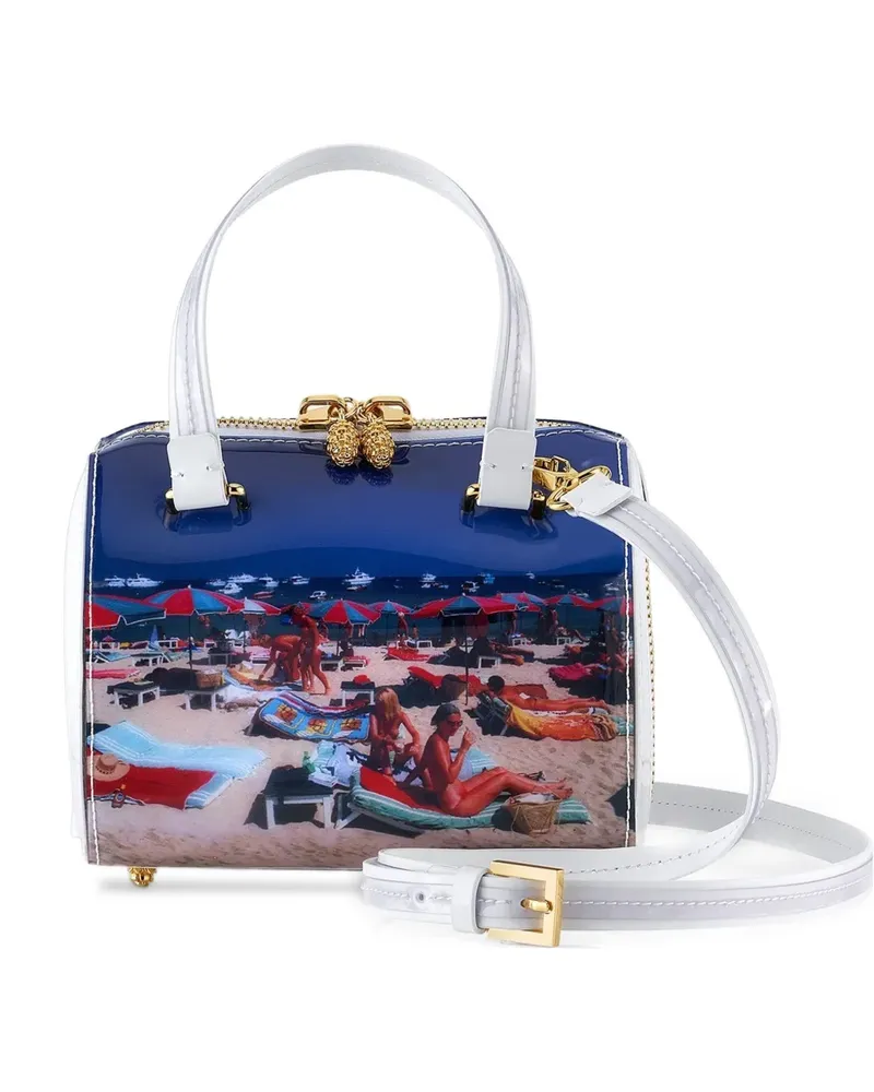 Tyler Ellis x Slim Aarons small Marilyn beach-print tote bag - Weiß Weiß