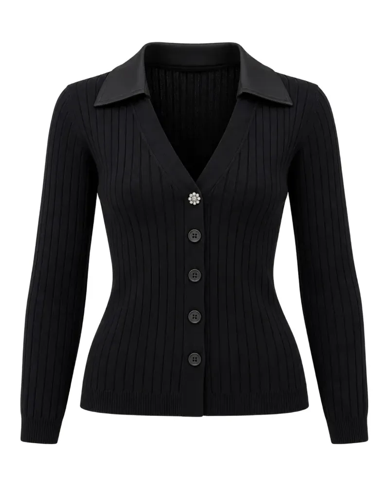 Liu Jo Gerippter Cardigan - Schwarz Schwarz