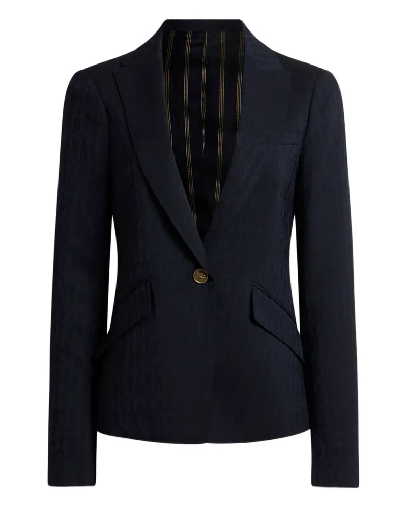 Etro single-breasted jacquard blazer - Blau Blau