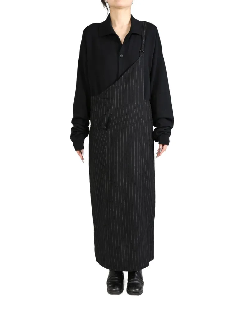 Yohji Yamamoto pinstripe asymmetric dress - Schwarz Schwarz