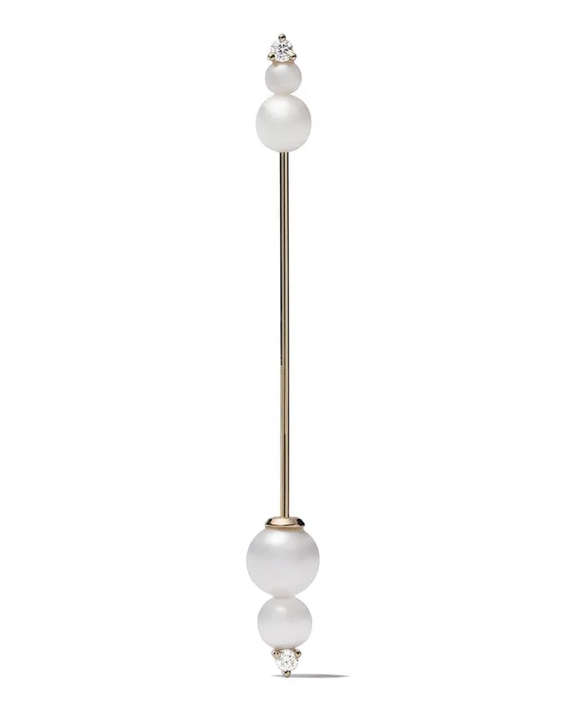 MIZUKI 14kt 'Sea of Beauty Kanzashi' Goldohrring mit Perlen und Diamanten Gold
