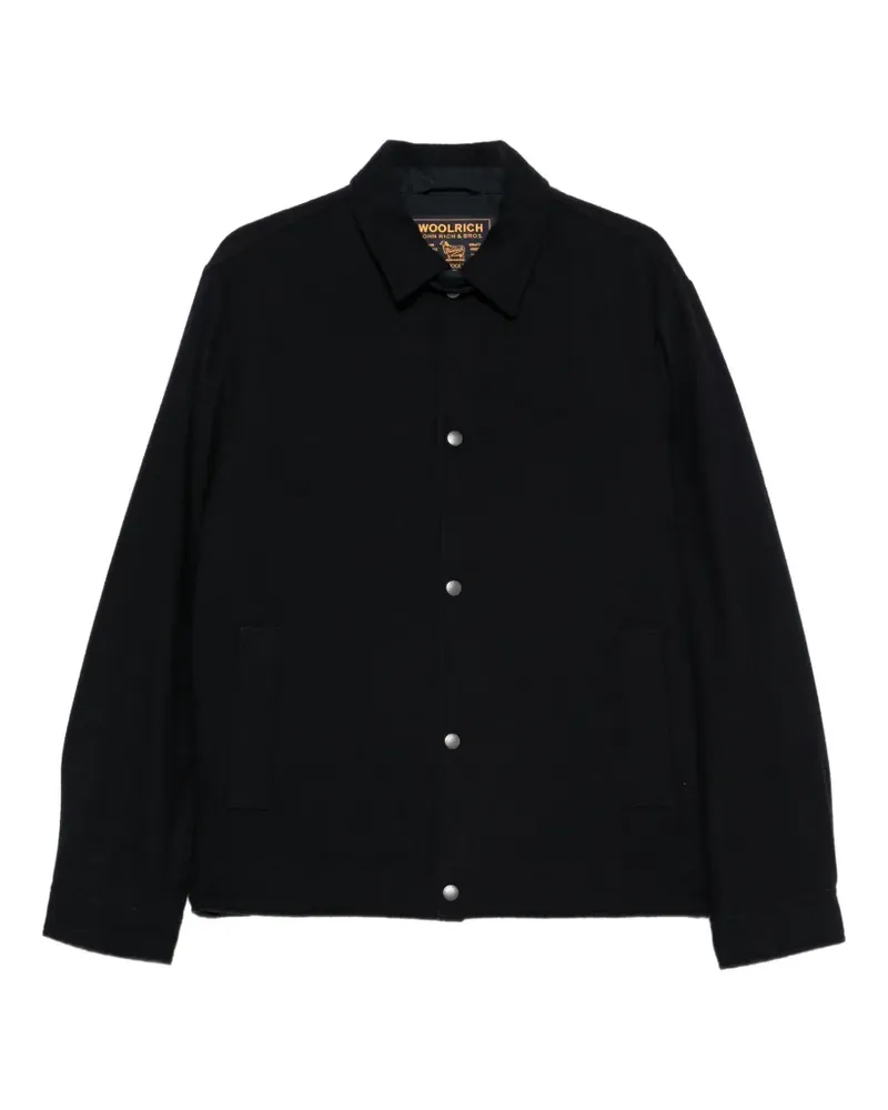 Woolrich logo-patch button-up jacket - Schwarz Schwarz