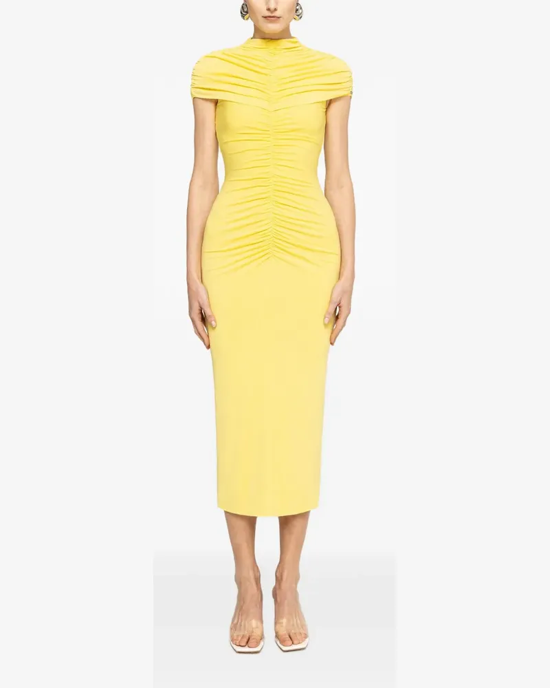NISSA ruched midi dress - Gelb Gelb