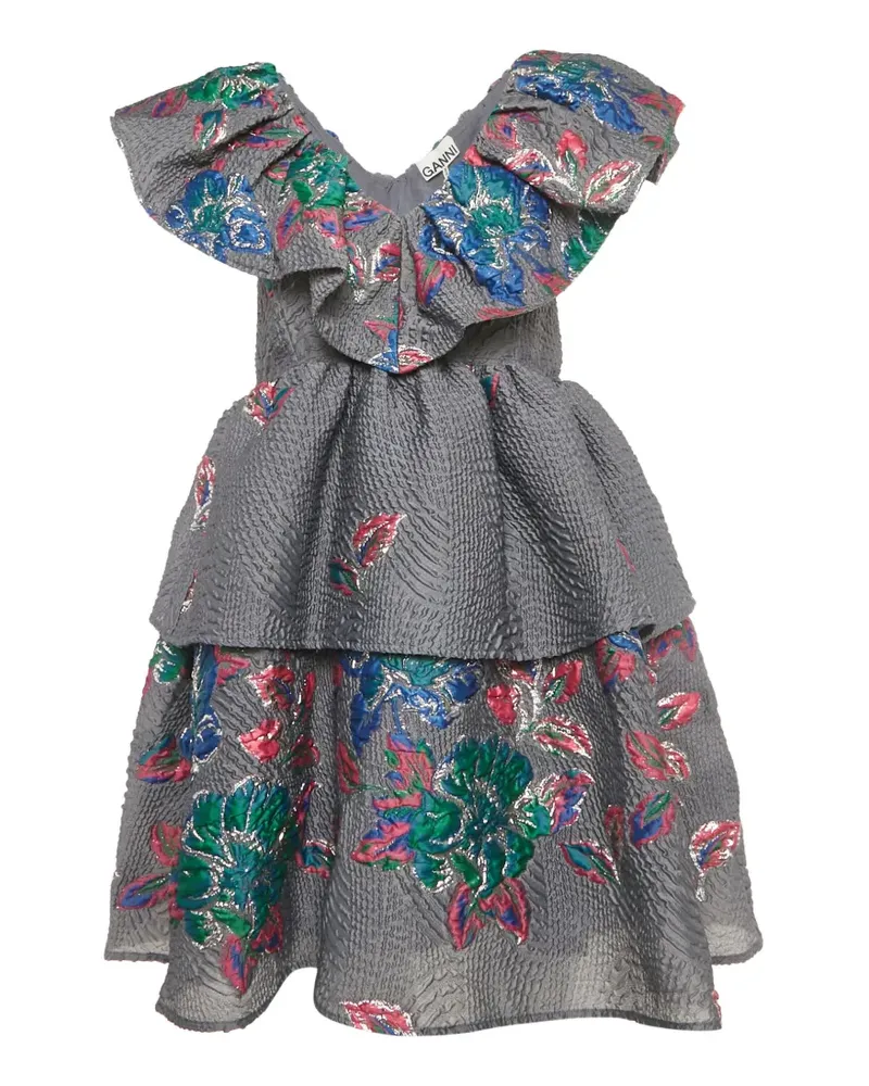Ganni Minikleid aus gestuftem Jacquard - Grau Grau
