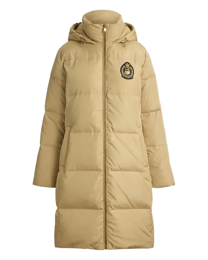Ralph Lauren hooded quilted crest-patch coat - Nude Nude
