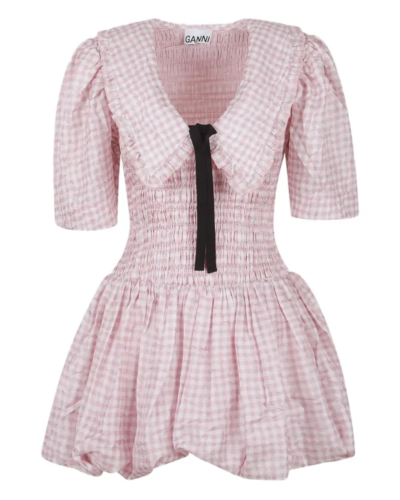 Ganni Minikleid mit Check - Rosa Rosa