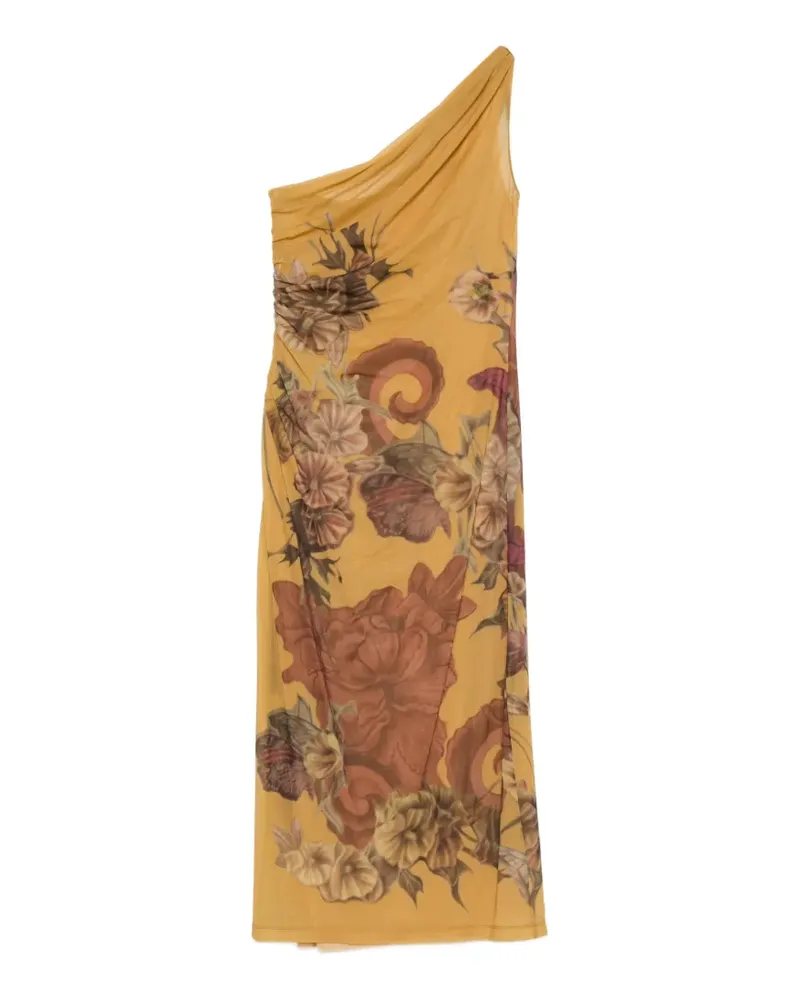 Alberta Ferretti Midikleid mit Blumenprint - Gelb Gelb