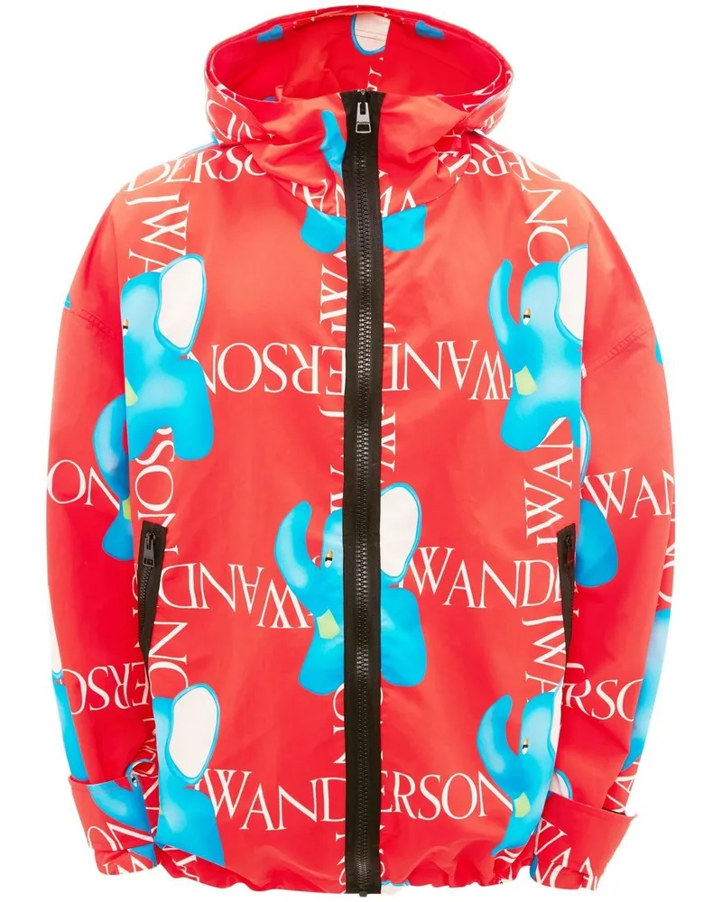 J.W.Anderson Kapuzenjacke mit Logo-Print - Rot Rot